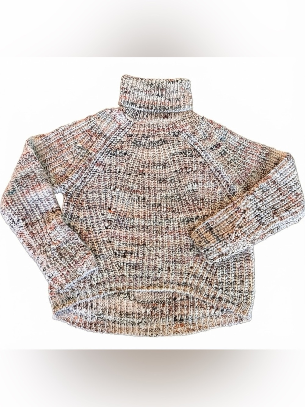 NWOT LINED Brand Luxie Marled Multicolor Knit Wool Blend Turtleneck Sweater XS